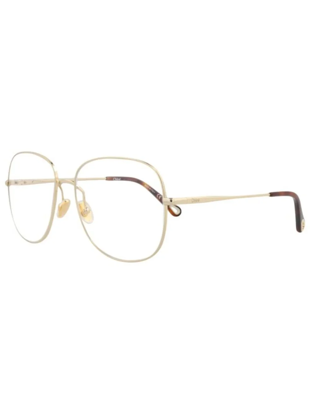 New Chloé Women's Eyeglasses Aviator Metal Frame Gold Gold Transparent